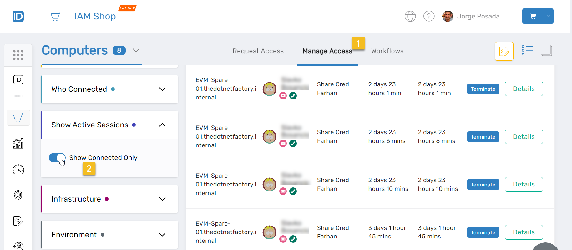 Show Connected Sessions