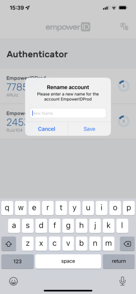 Save new account name