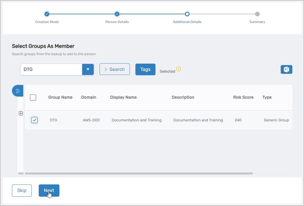 Select Group Memberships