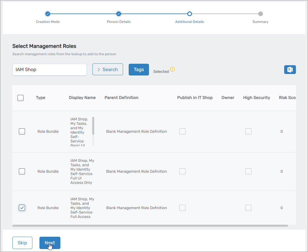 Select Management Role Bundles