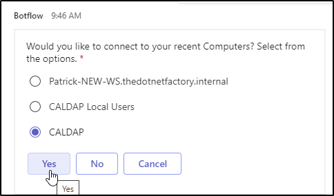 Yes Connect Option