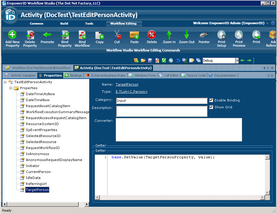 Activity target person property