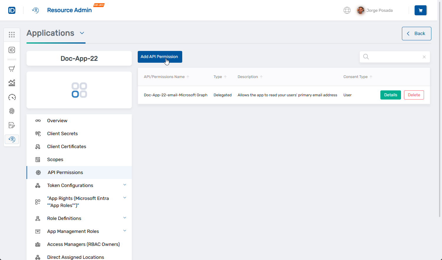 Update API Permissions Button