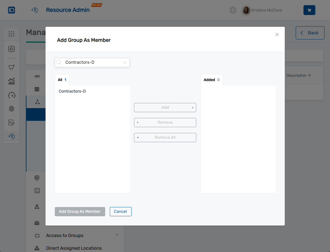 Add Group Search Modal