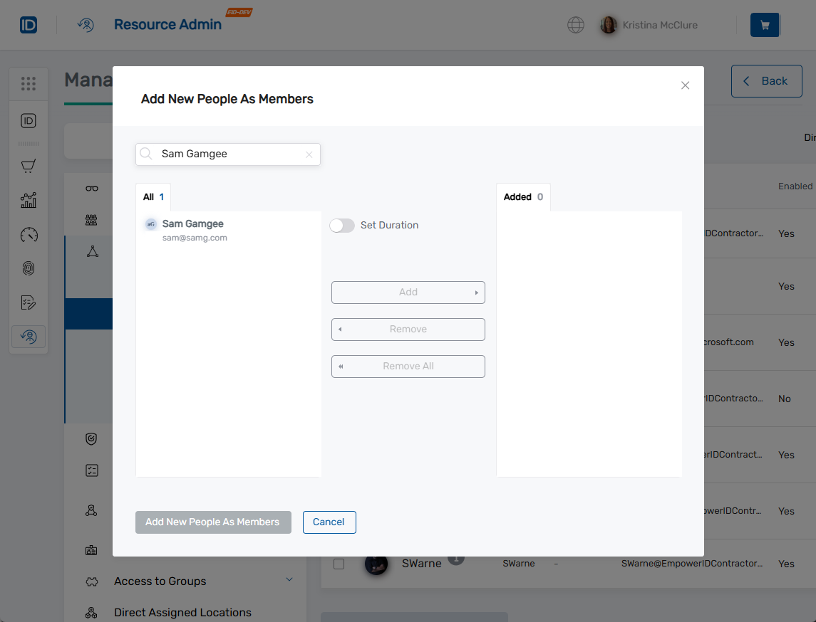 Add People Search Modal