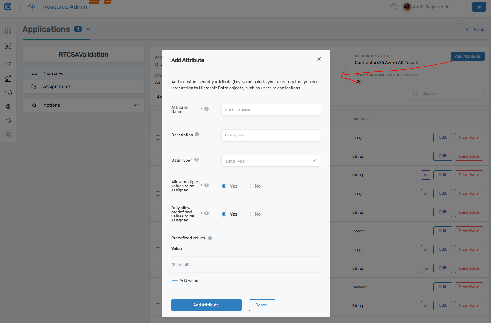 Add Attribute Dialog