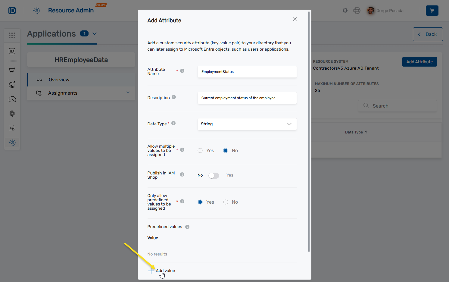 Add Attribute Value Button