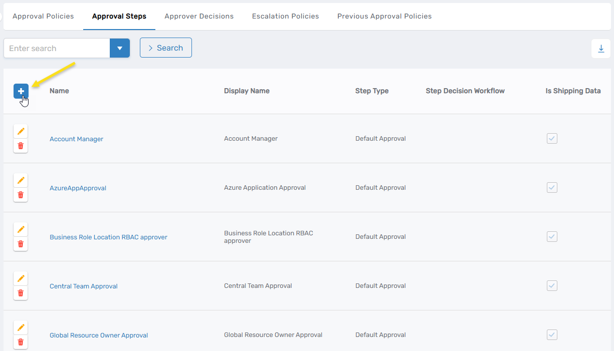 Create New Approval Step Button