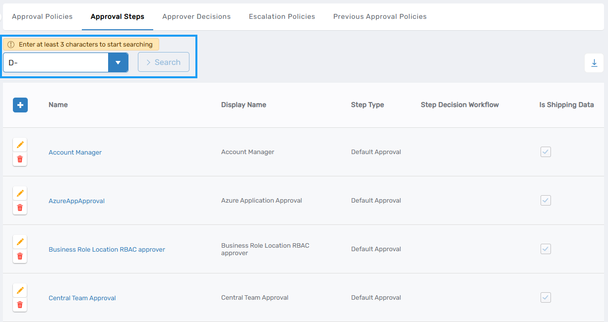 Create New Approval Step Button
