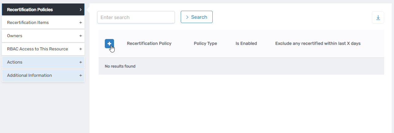 Add New Recertification Policy to Audit Button