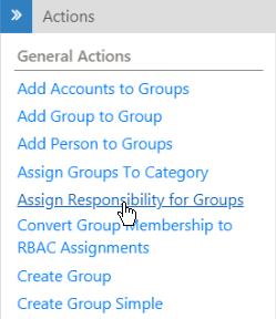 Assign Responsibility for Groups action