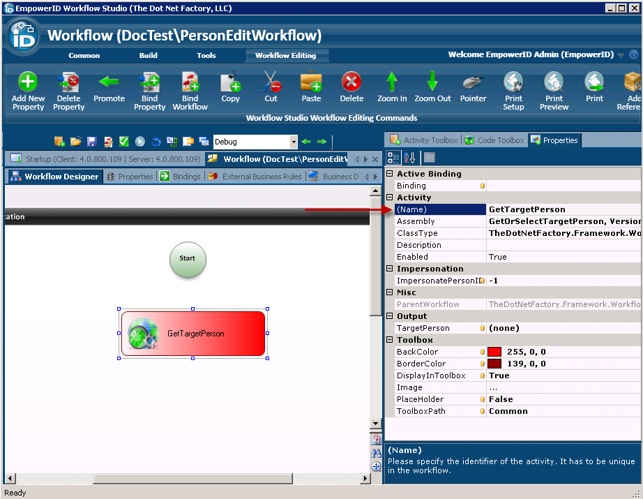 Change target person name