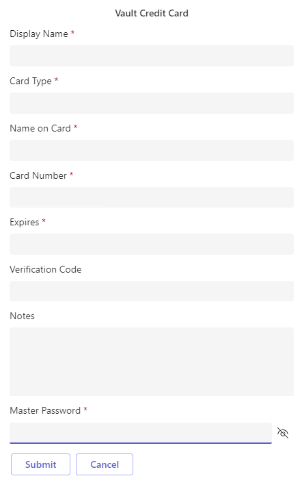Credit Card Form