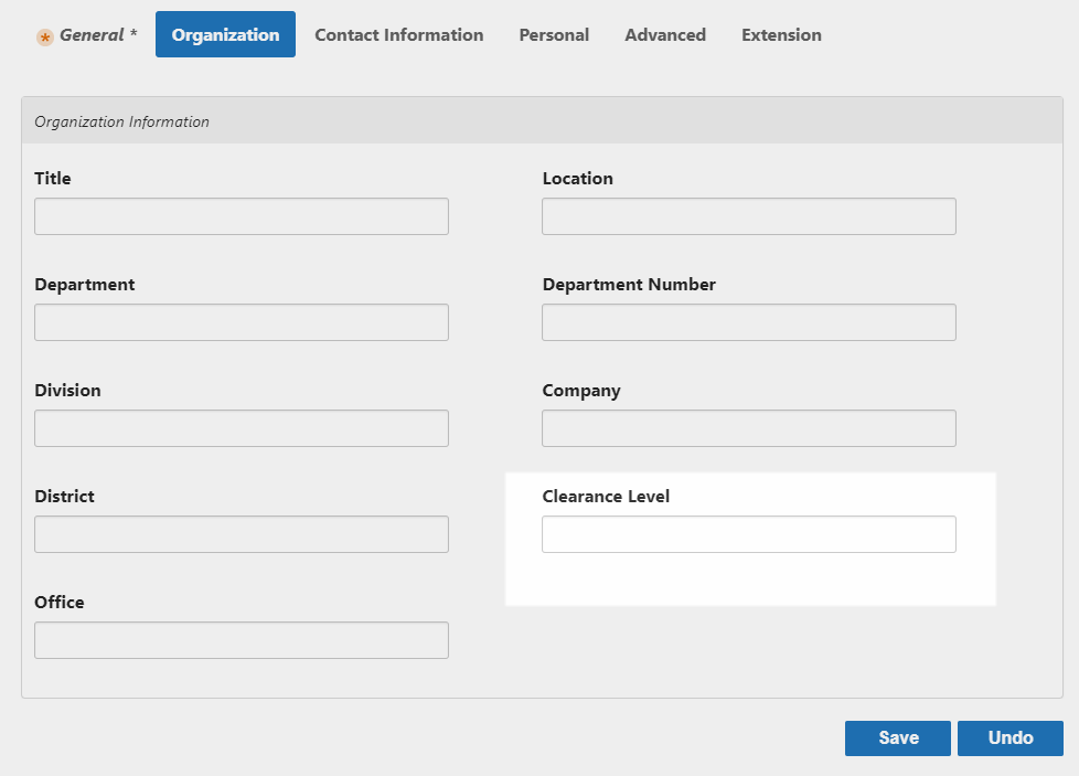 Clearance level field