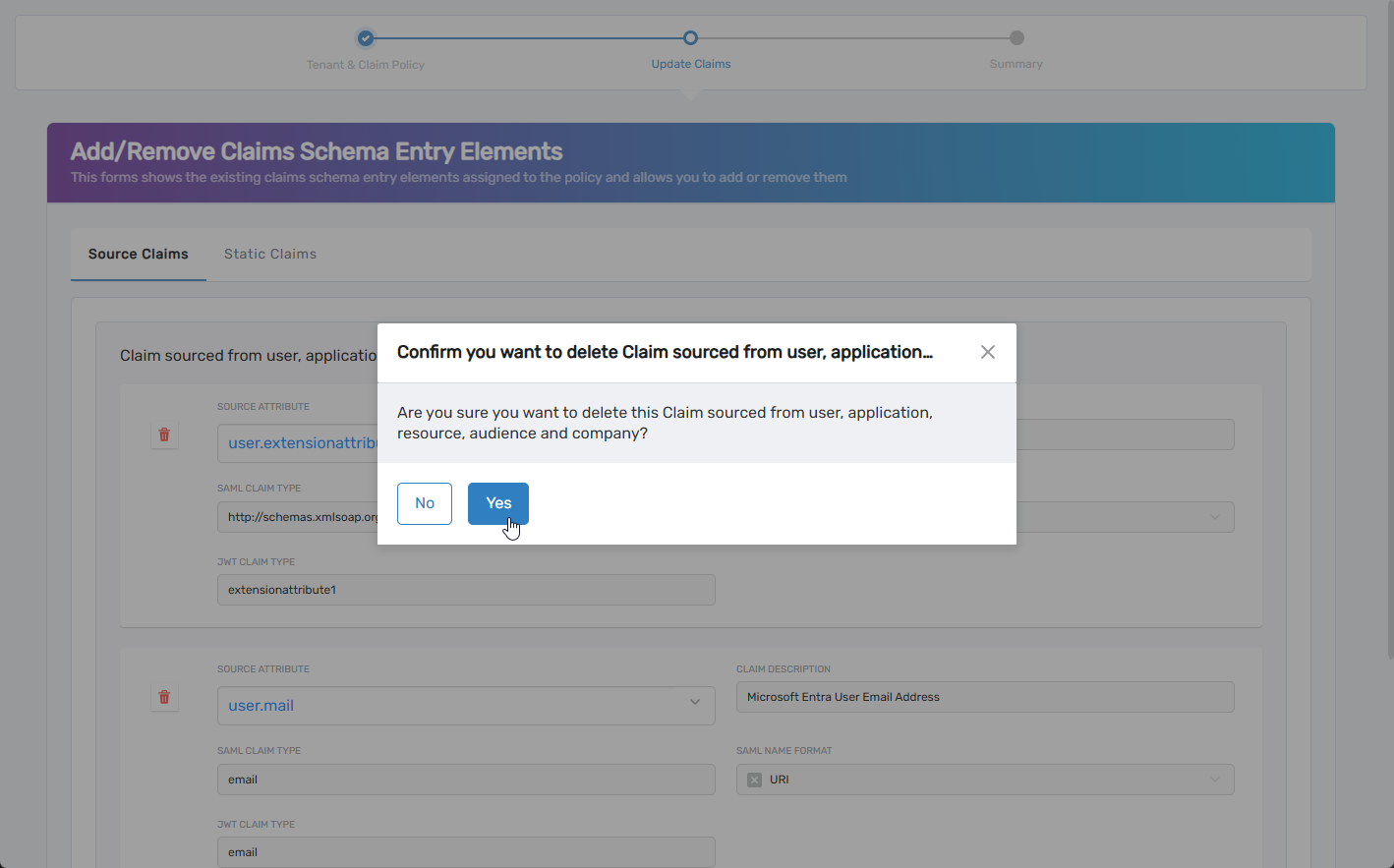 Confirm Remove Claim Dialog