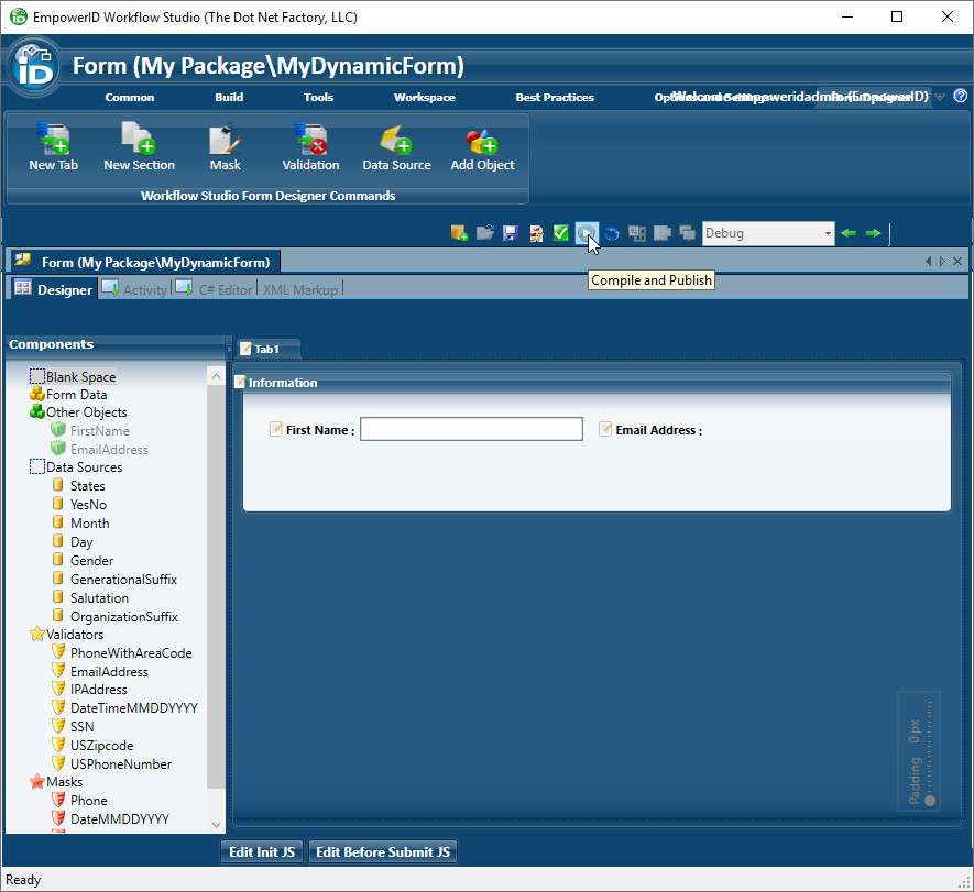 Compile dynamic form