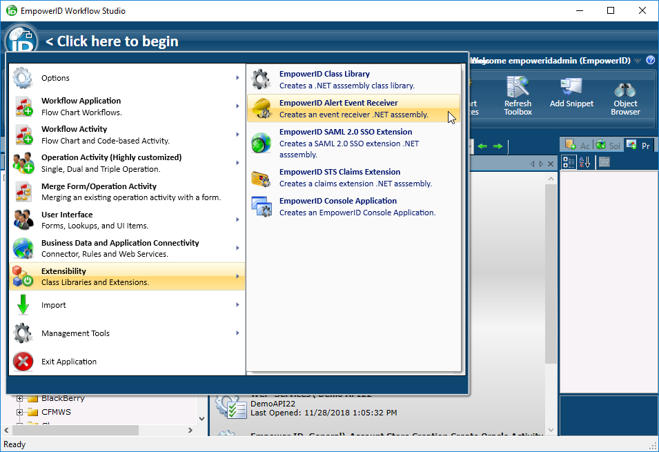 Create alert event receiver