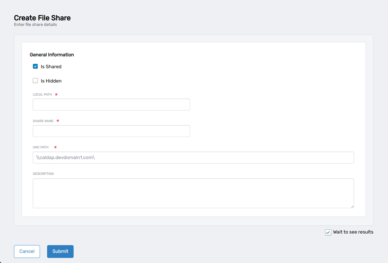 Create File Share Form