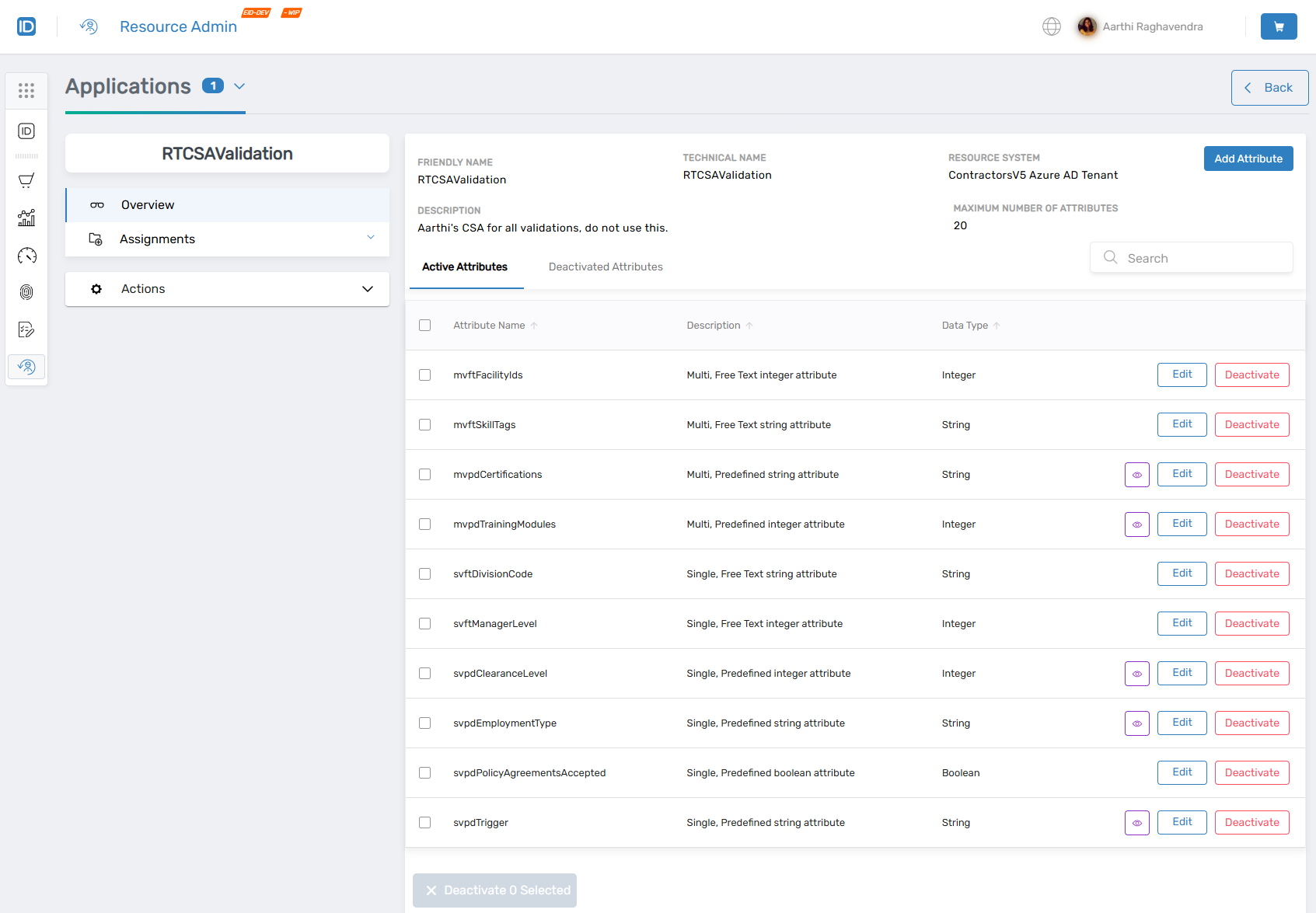 Custom Security Attributes Details View