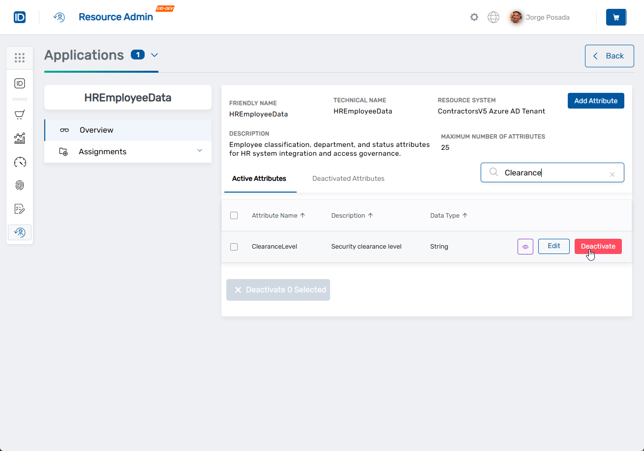 Attribute Deactivate Single Button