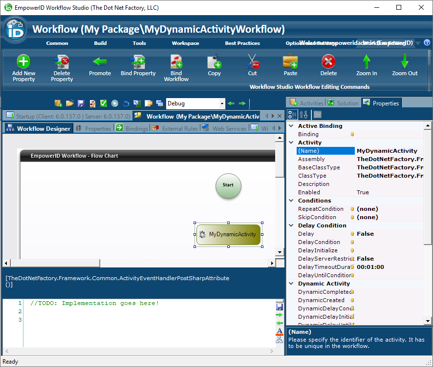 Dynamic activity event handler