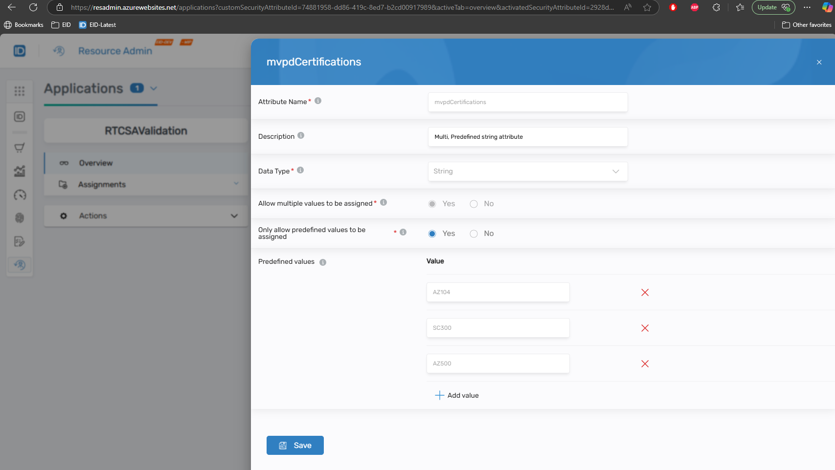 Edit Multi-Valued Attribute Dialog