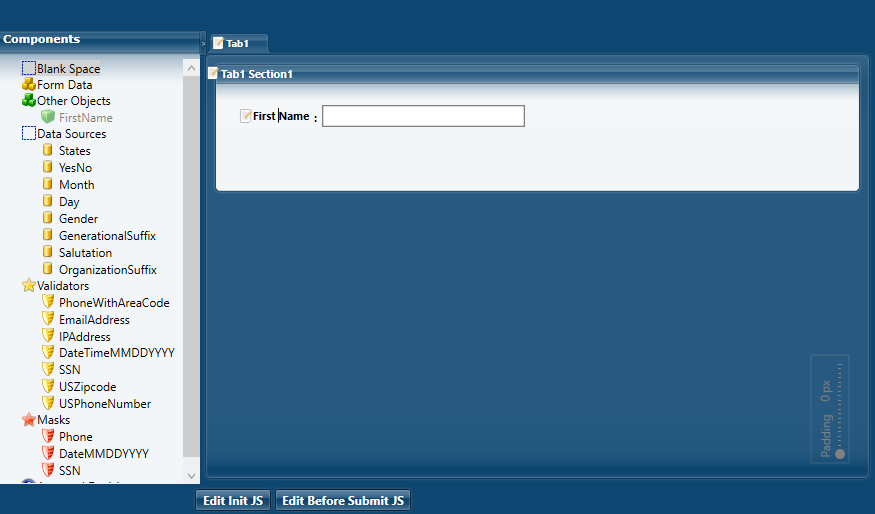 FirstName field on form