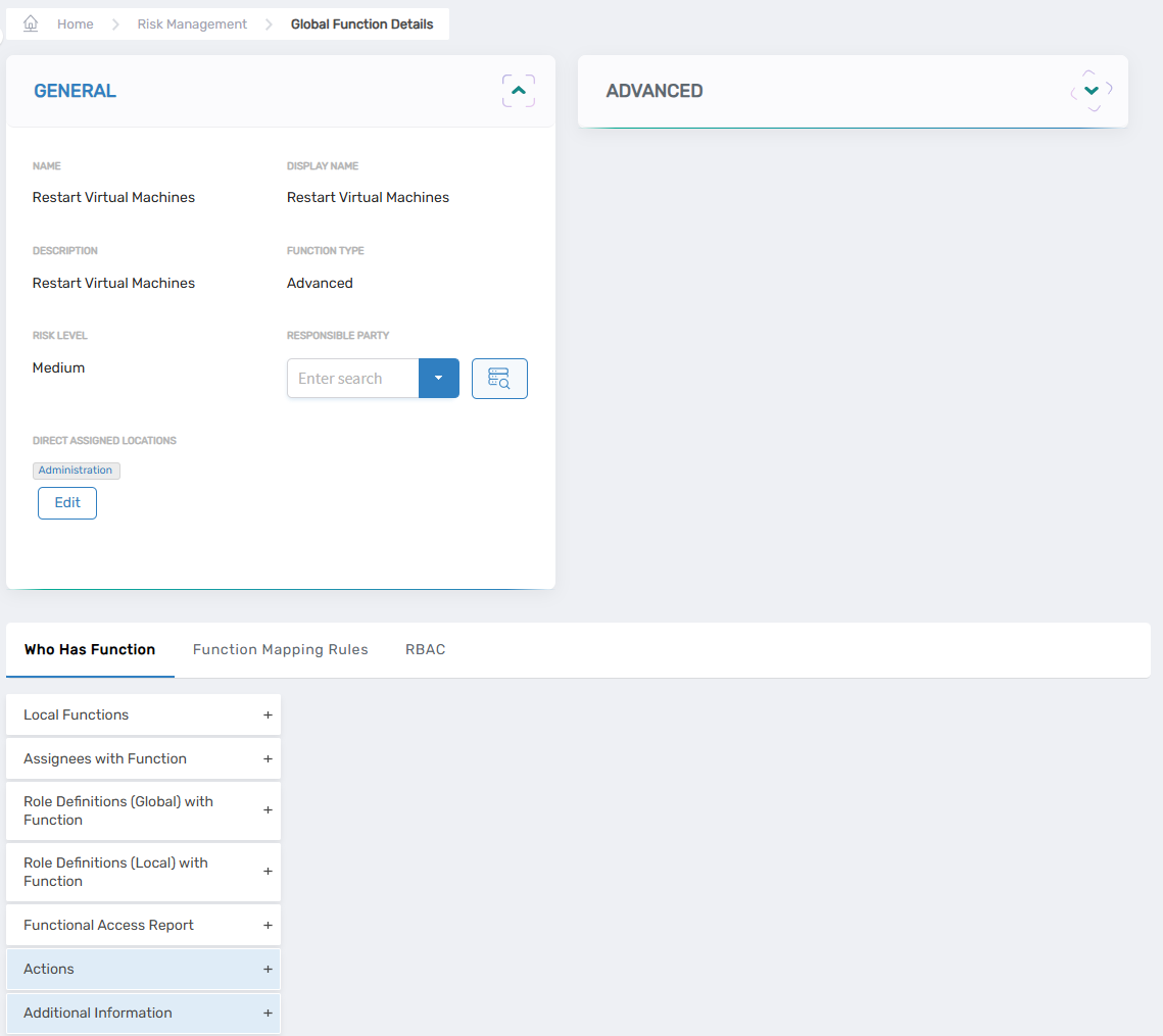 View One page for a global function