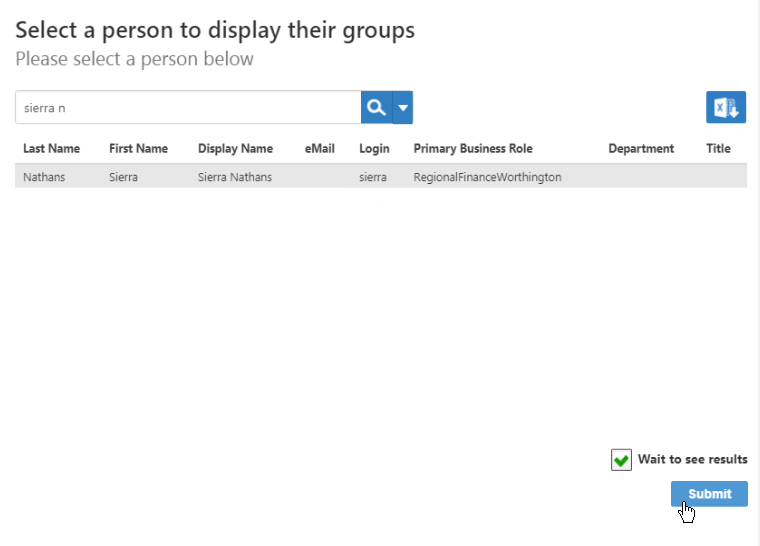 Person selected as current responsible party for groups