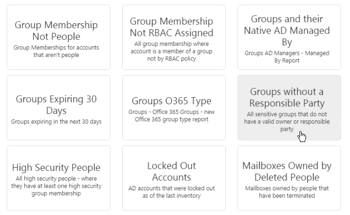 Groups without a Responsible Party report tile