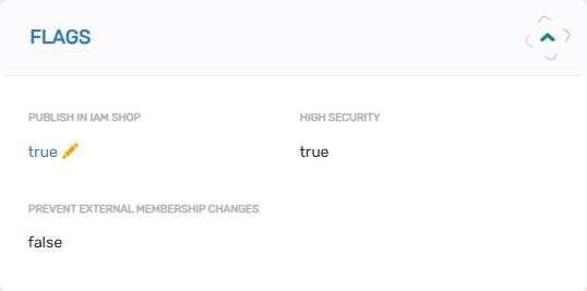 Flags card with group behavior settings