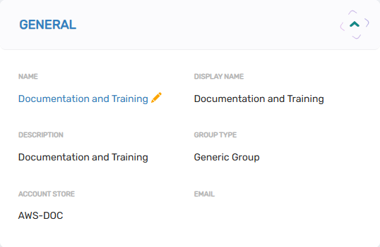 General card showing group properties