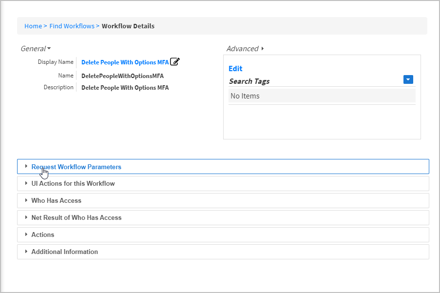 Request workflow parameters