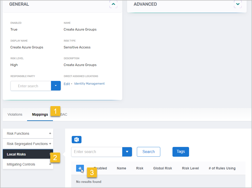 Add Local Risk Button