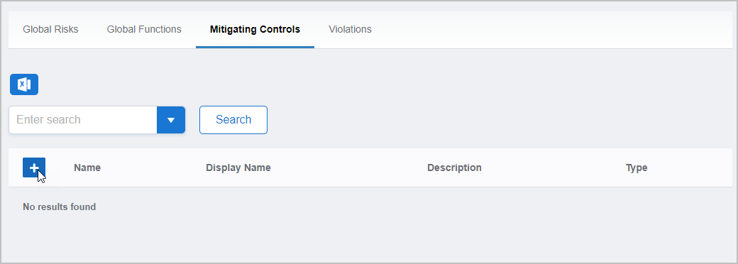Add New Mitigating Control Button
