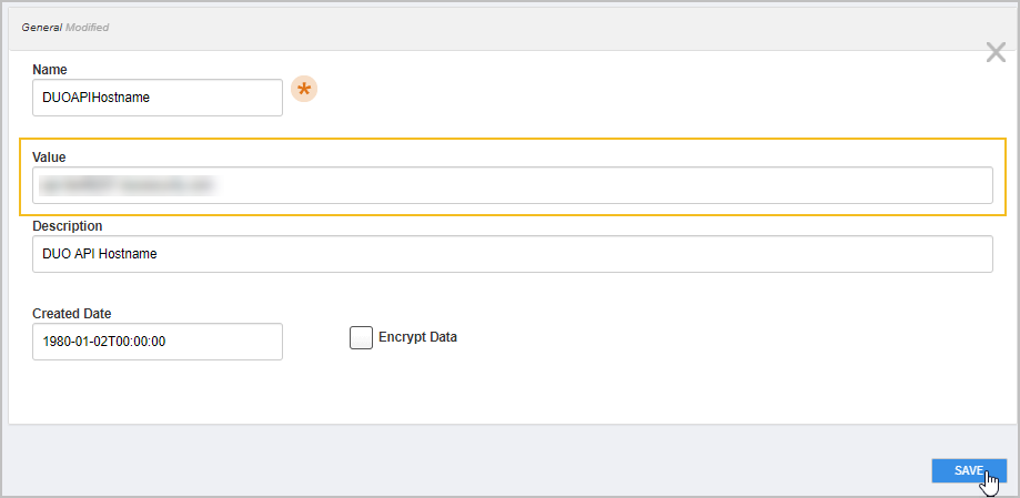 Save DUO API Hostname