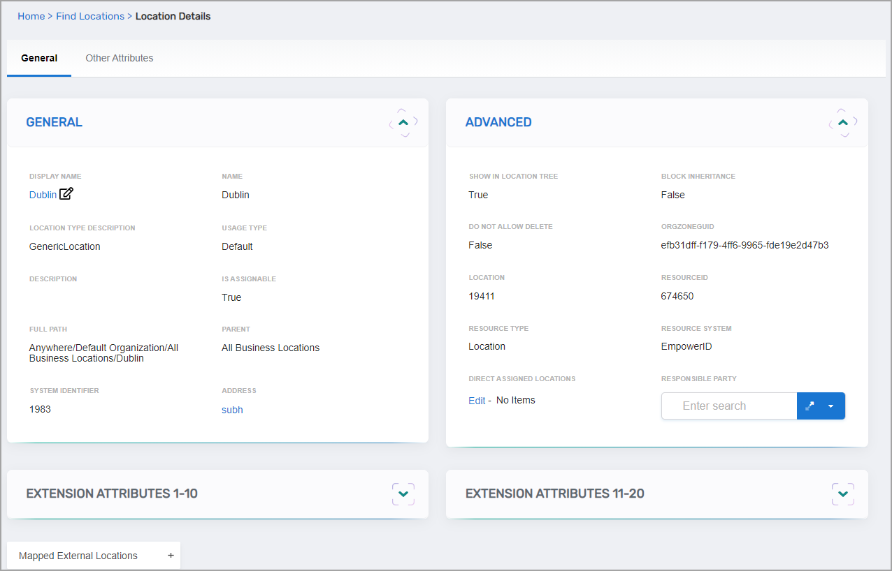 Location View One Page