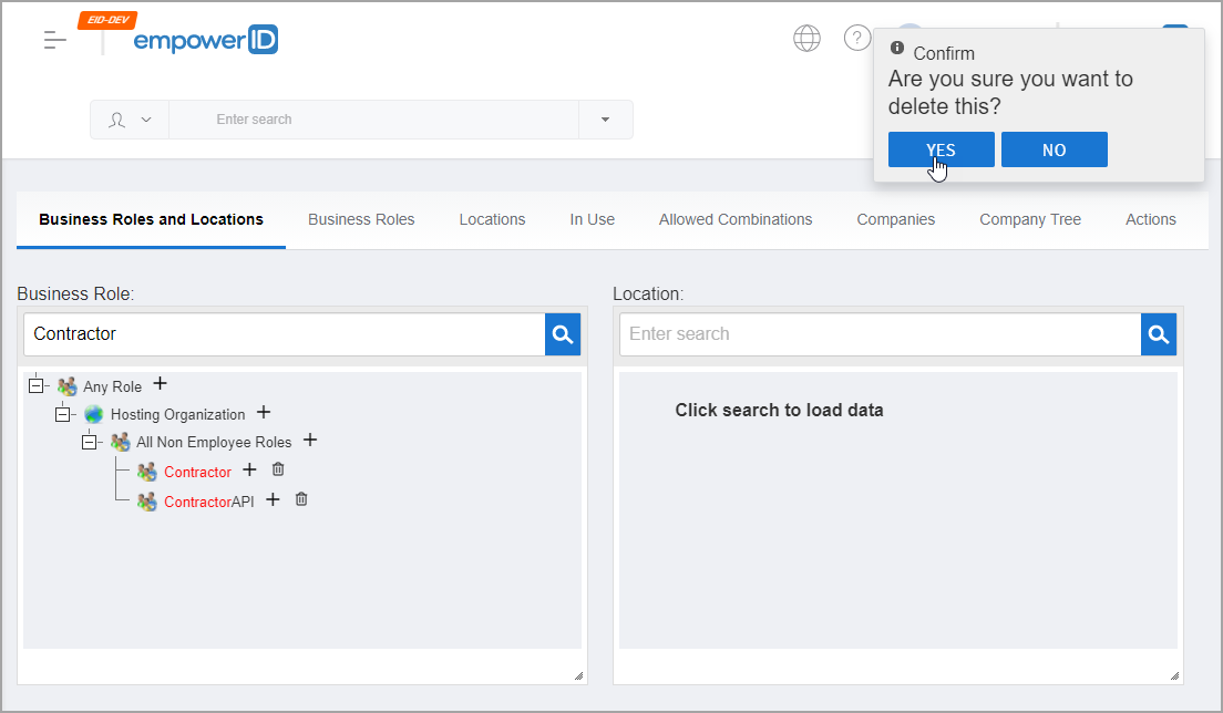 Delete Confirmation Dialog