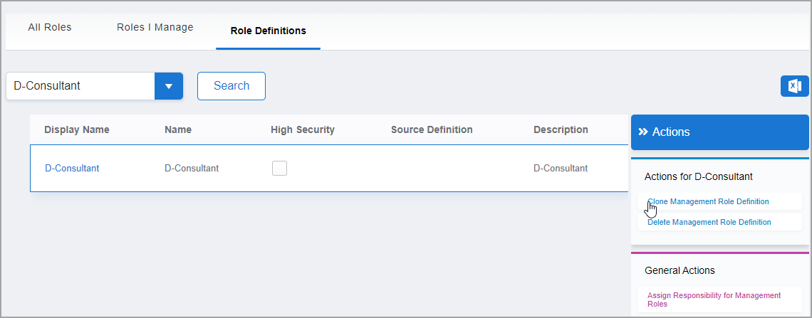 Clone Management Role Definition Action