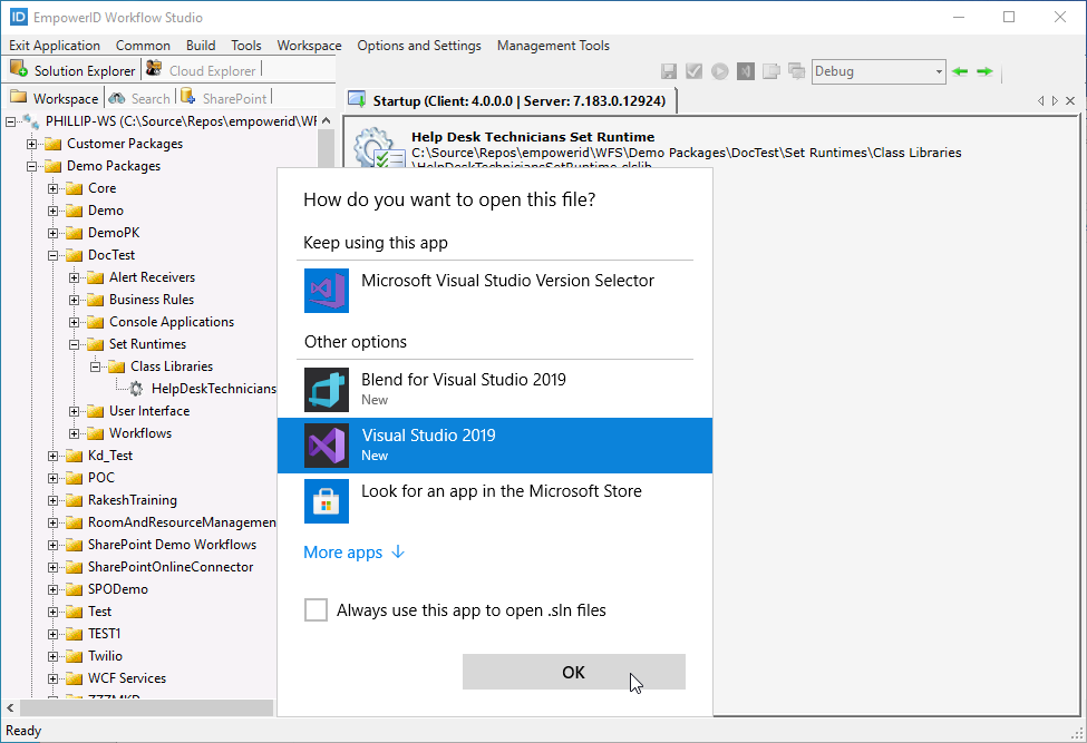 Open in Visual Studio