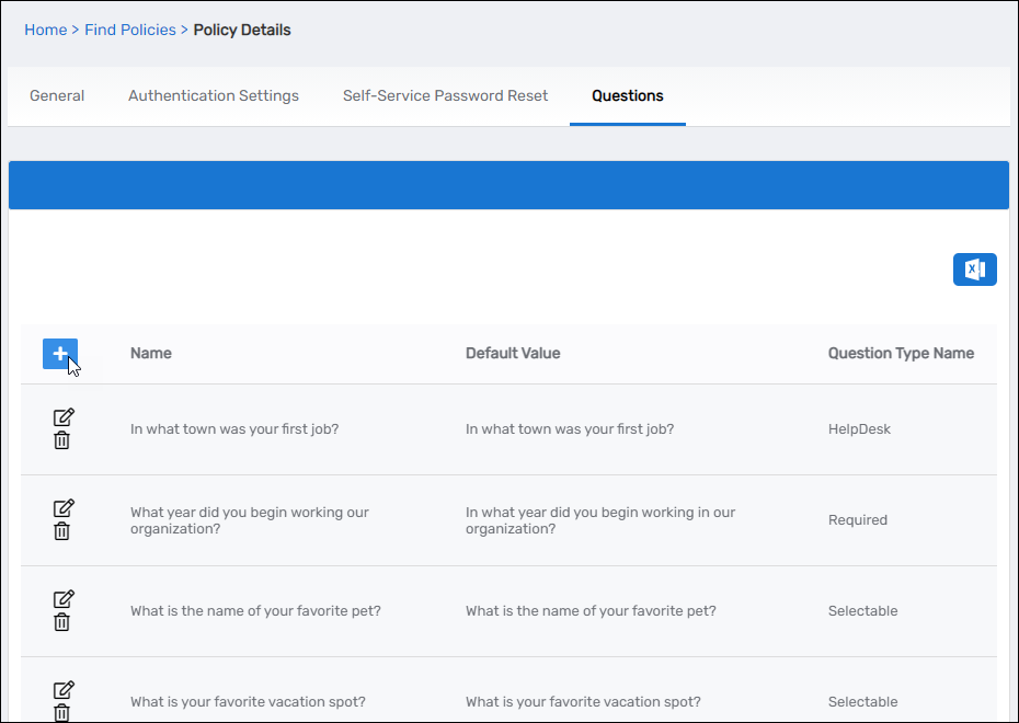 Add New Question Button