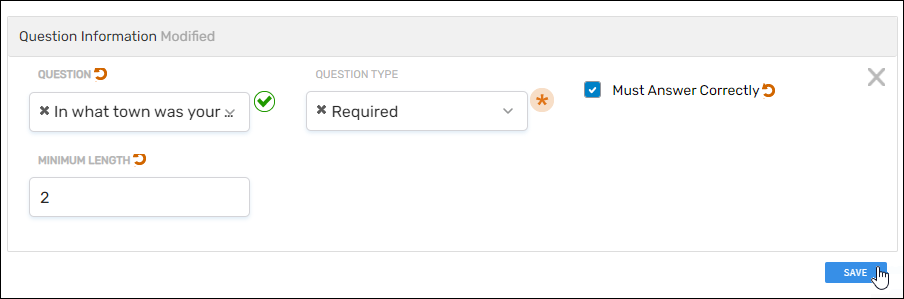 Save Question Button