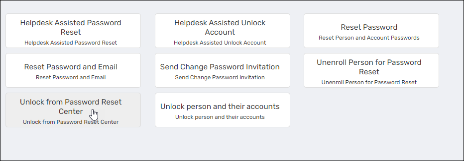 Password Workflows Menu