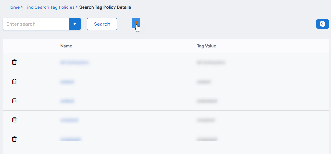 Add New Search Tag Policy button