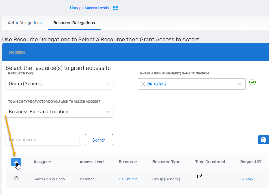 Manage Delegations interface with Add New button