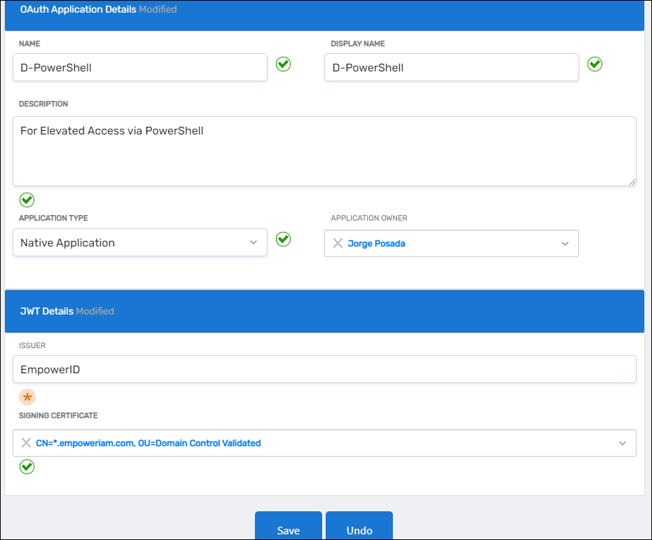 OAuth Provider Application Details