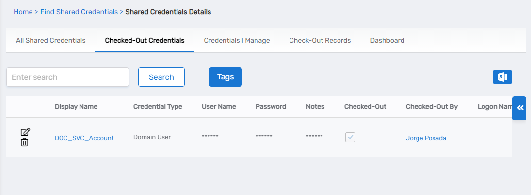 Checked-Out Credentials