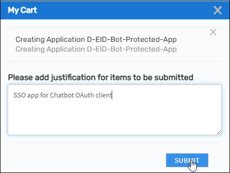 Submit application creation
