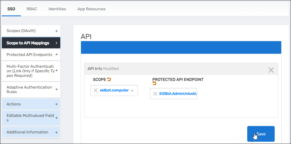 API Info dialog