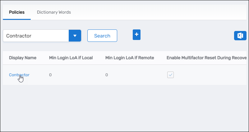 Select Password Manager policy